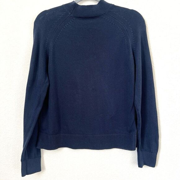EVERLANE Women's Knit Pullover Sweater Blue Sz M Cotton Mock Neck Minimalist - Picture 2 of 6